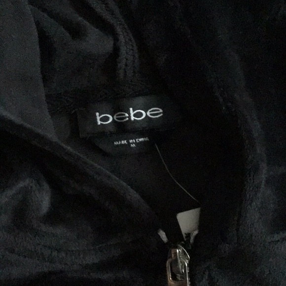 SOLD - Bebe Black Velour Hoodie - Medium - Picture 10 of 14